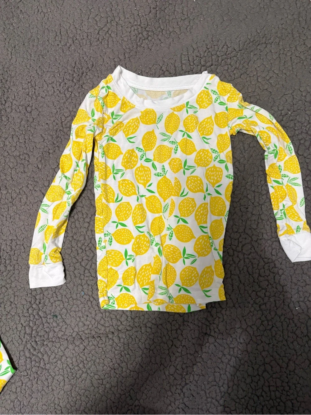 Little Sleepies White & Yellow Lemon Print Long Sleeve Pajama Set